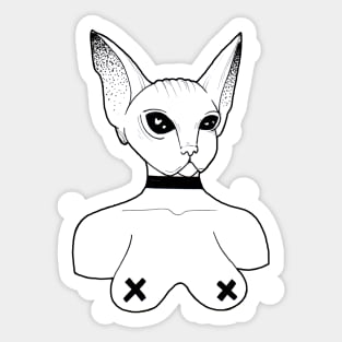 Minimalist Sphynx Tattoo Art Sticker